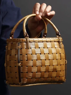 Luxury Designer Handbags Hand Woven Bamboo Women's Handbag Trend Summer Beach Bags Fashion Mini Female Tote Tea Set Storage Bags