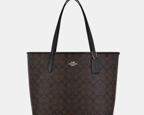 Coach Large Capacity City Tote Bag For Women Leather Handbag In Signature Canvas Ladies Big Shoulder Commuter Bag