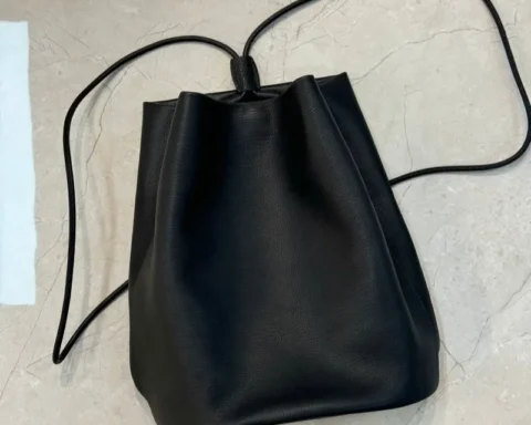 Top Quality Real Leather Shoulder Bag Simple Lambskin Drawstring Bucket Backpack