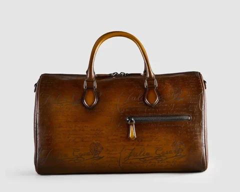 Men's High-End Travel Bag Genuine Leather Large-Capacity Portable Boston Bag Retro Short-Distance Business Trip Luggage Bag