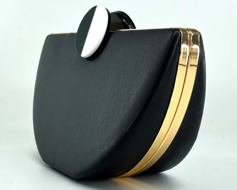 ROENICK Women's Half Round Black White Buckle Evening Bags Female Korean Dinner Chain Messenger Clutch Shoulder Handbags Purses
